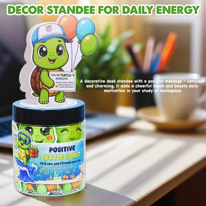 SOLMAY Positive Turtle Jar – 60 Daily Affirmation Cards with Standee | Cute Desk Decor & Encouragement Gift for Women, Coworkers, Teens, Friends | Emotional Support Jar, Just Because, Self Care Idea - Image 5